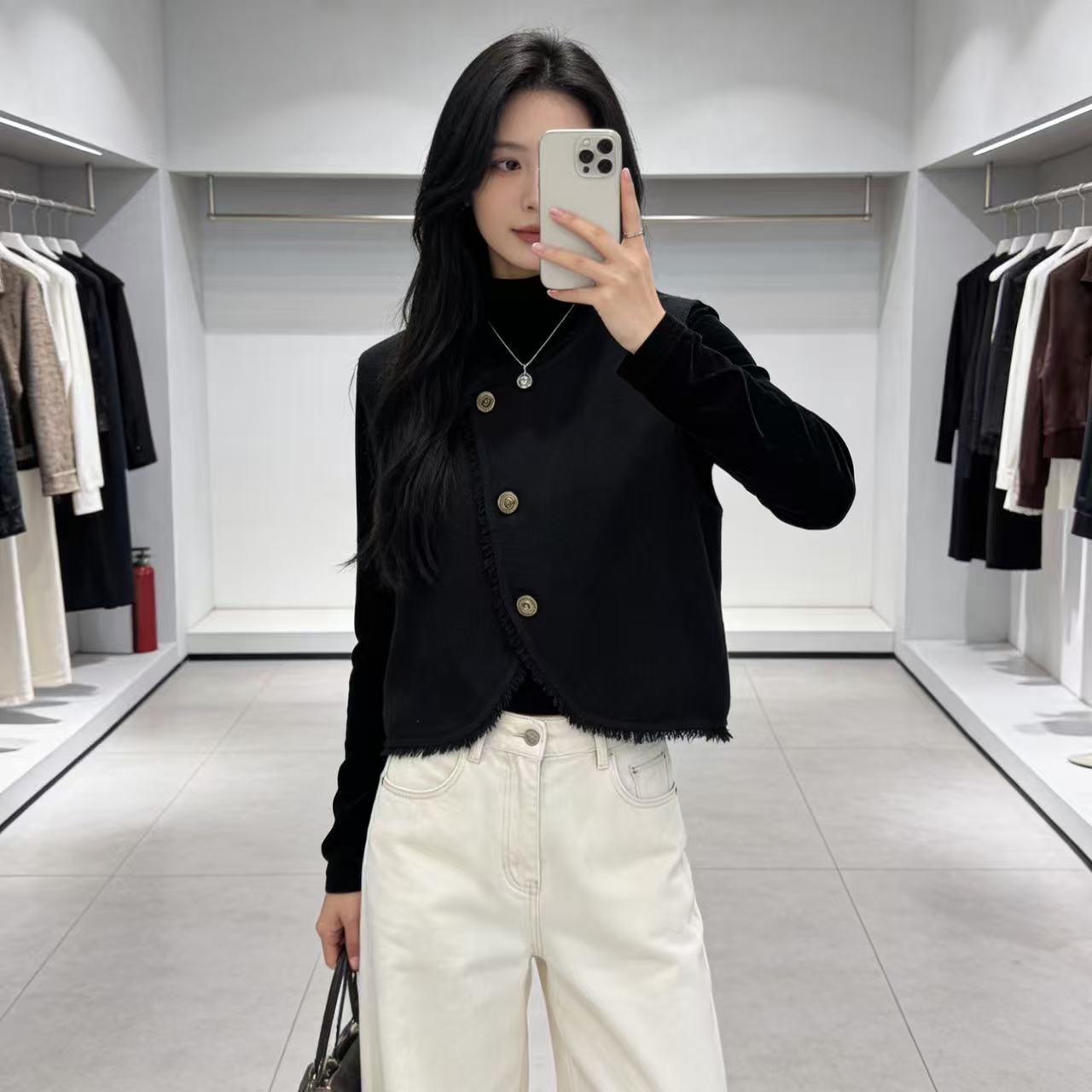 胸92-120长50（部分无三标介意慎拍）街时尚针织马夹上衣SN 4829