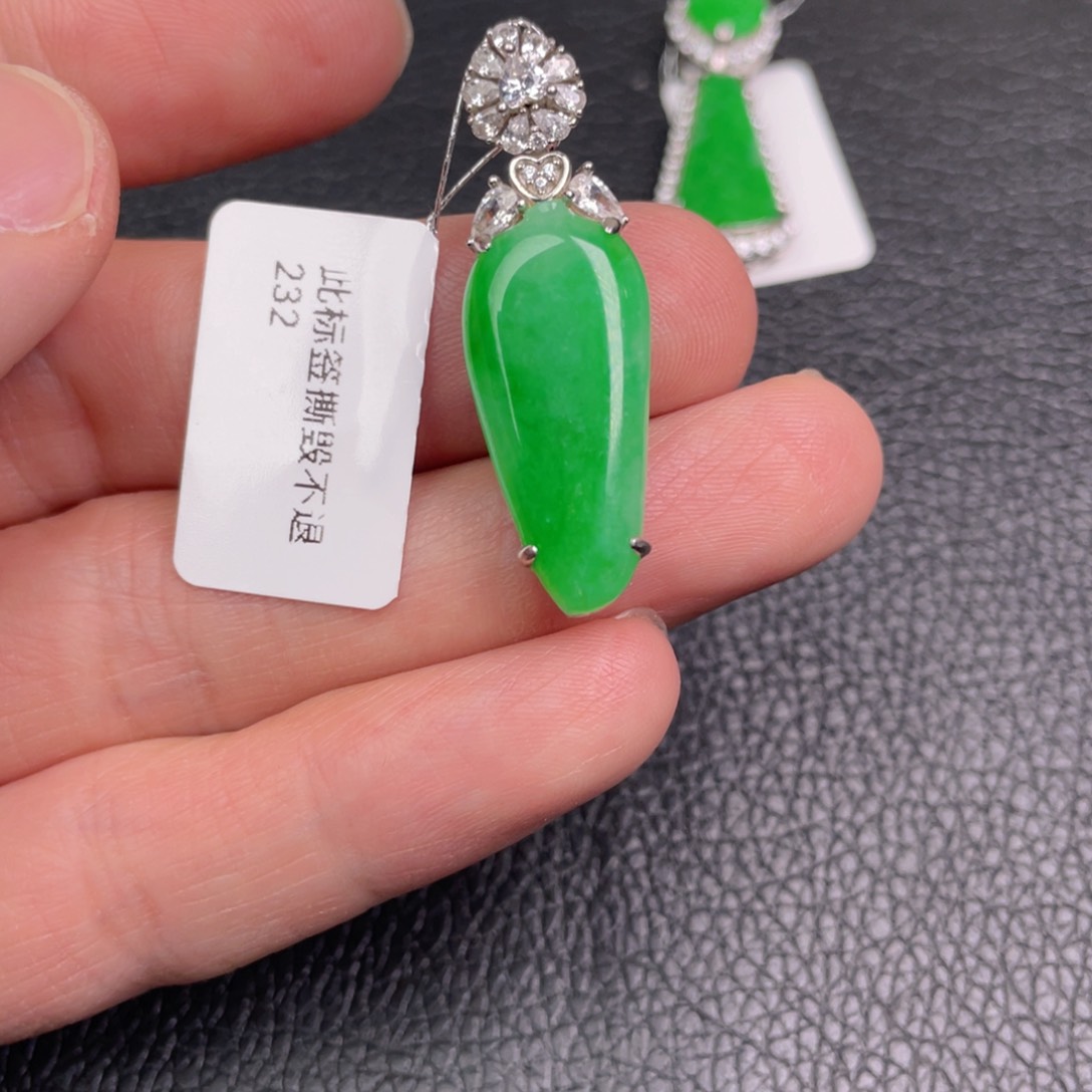 翡翠吊坠(不含链)银S925镶嵌吊坠