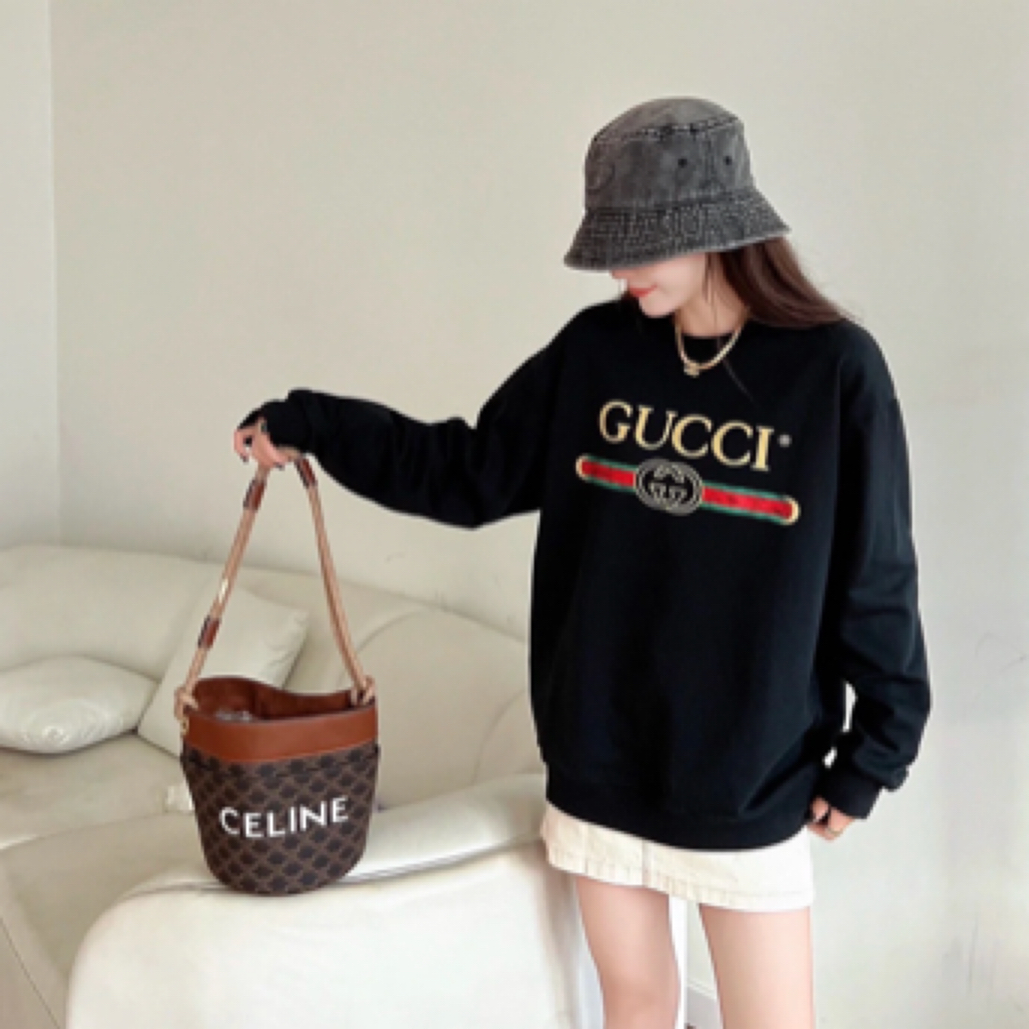 99新 GUCCI/古驰 D500771/经典logo印花圆领长袖/XS码