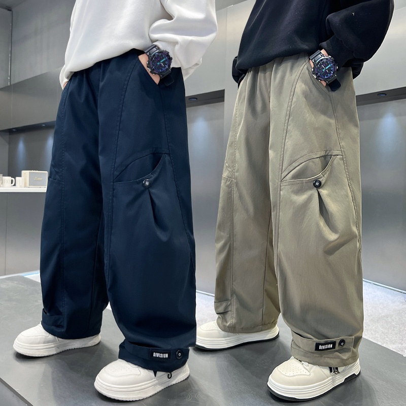 男童中大童春秋款工装裤2025新款大童秋季宽松男孩秋装直筒儿童
