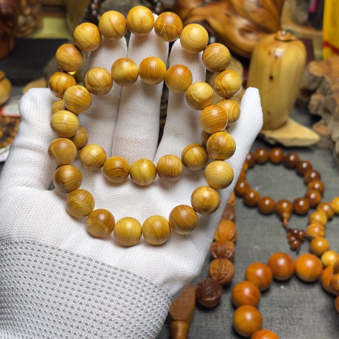 柏木（崖柏）1.2黄泥膏水波纹2串