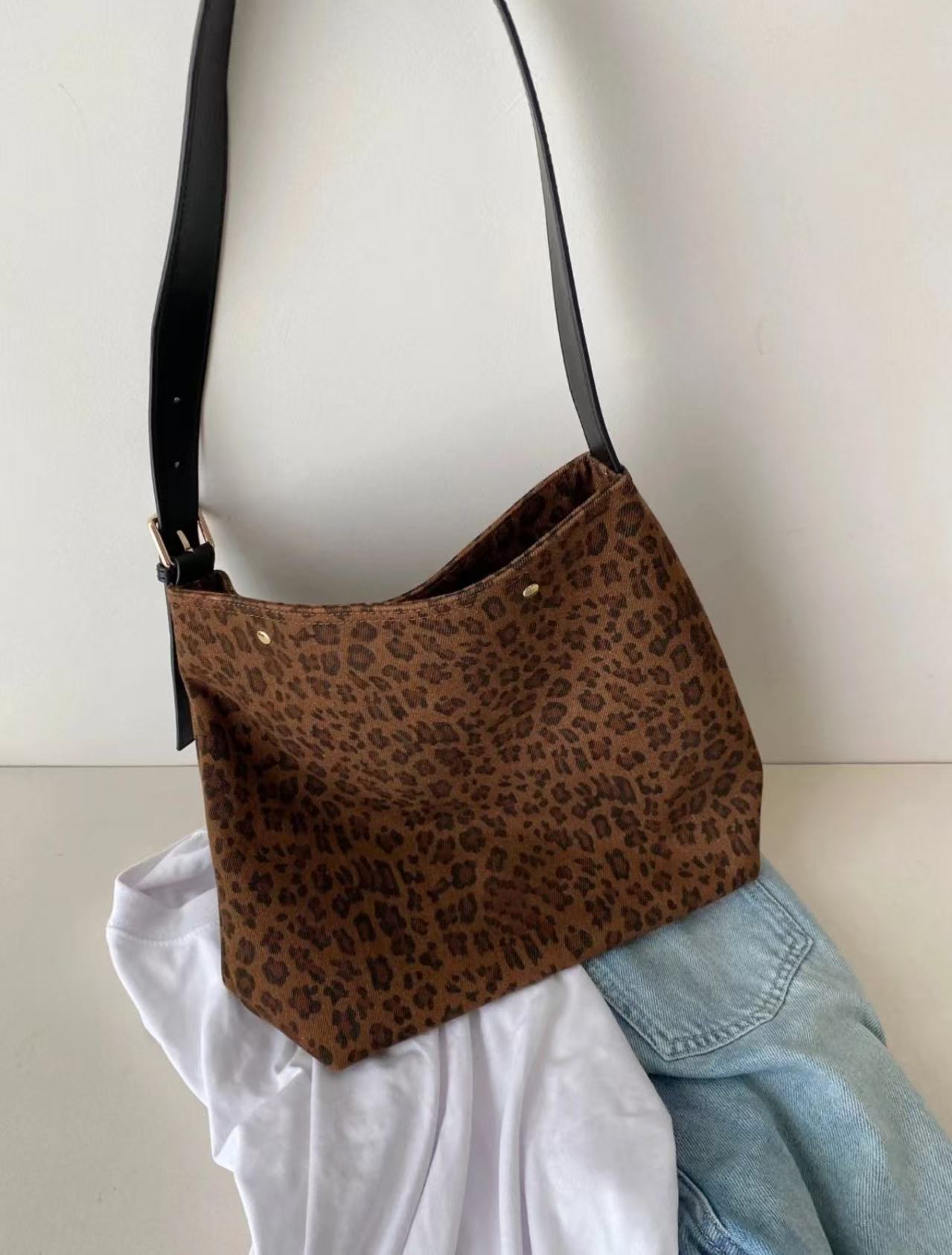 豹纹托特  帆布包