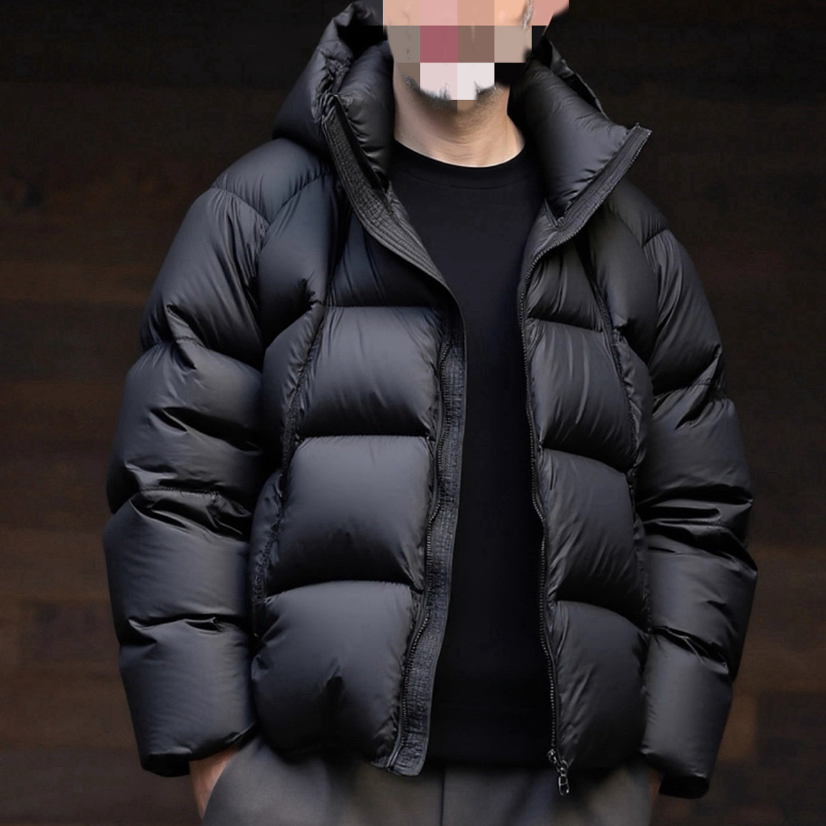 真羽绒男女连帽白鸭绒冬季防风保暖泡芙款羽绒服外套