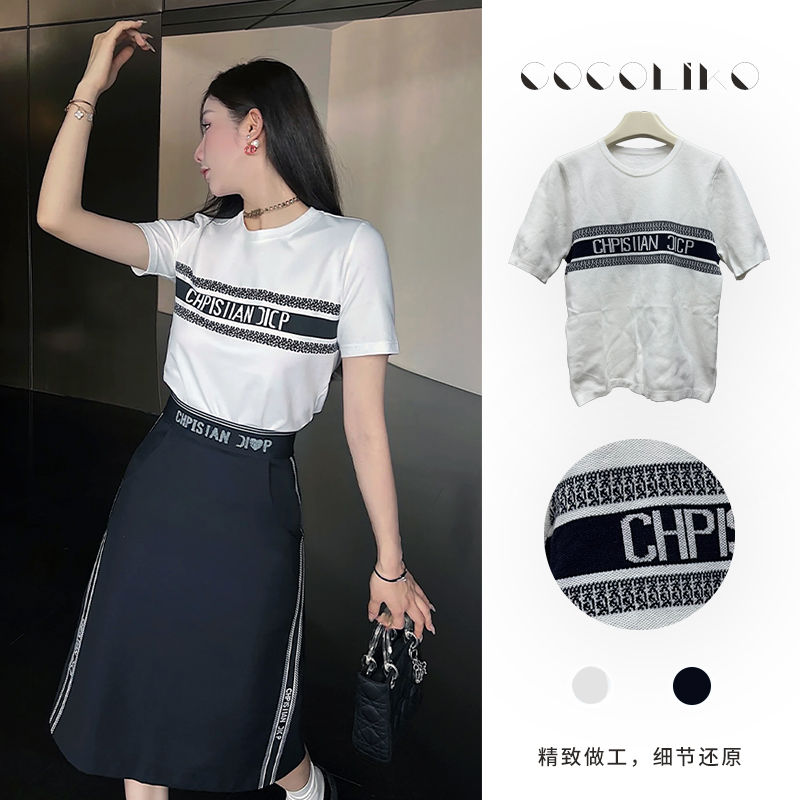 【KK25047】明星同款运动圆领设计感套装短袖洋气宽松型休闲风T恤