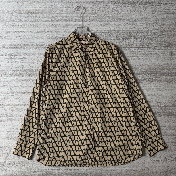 99新 Valentino/华伦天奴 SS23字母Logo满印长袖衬衫/40码#4829