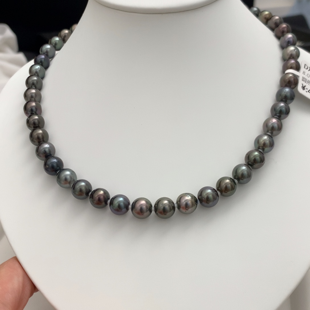 颈饰未镶嵌海水珍珠8-8.9mm黑珍珠项链
