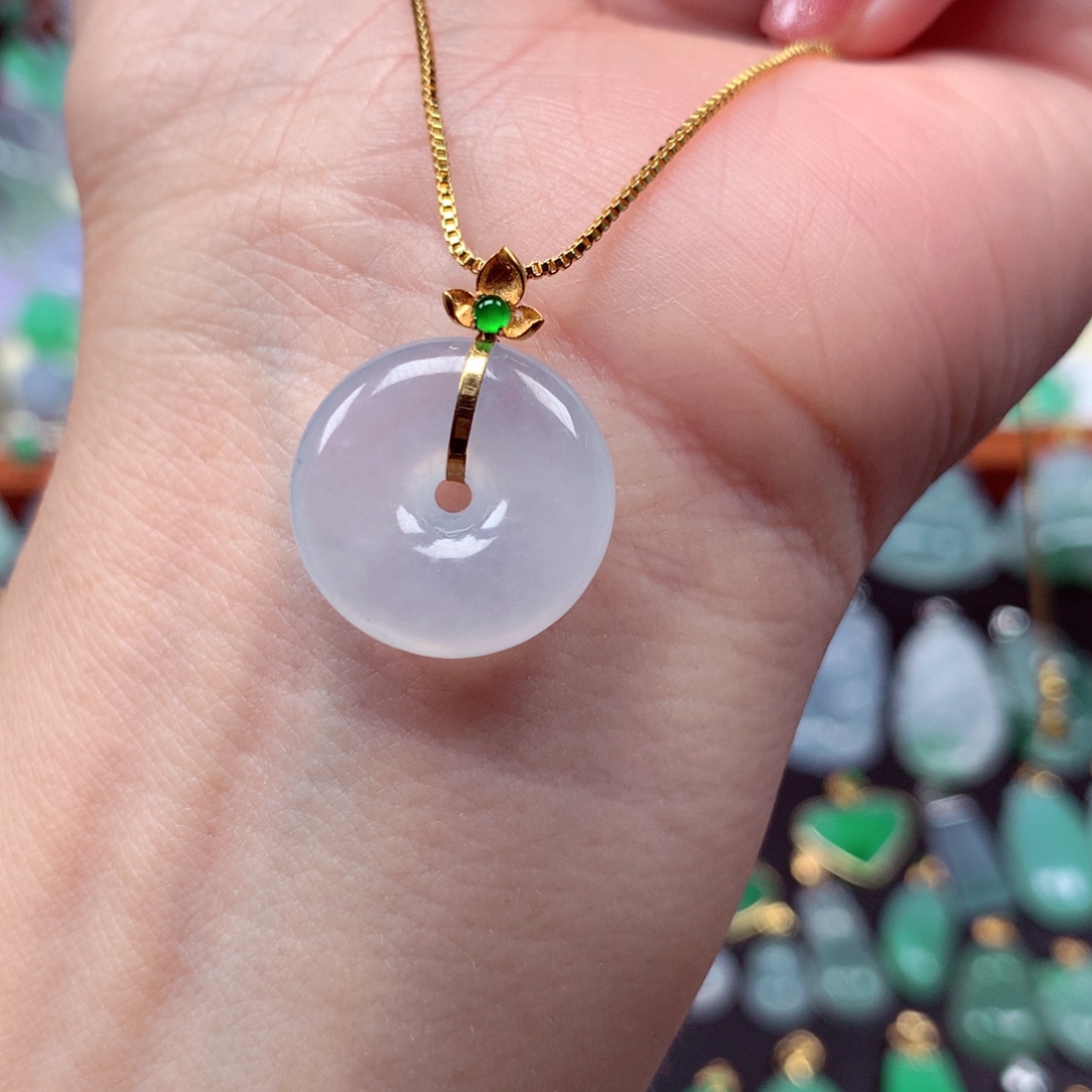 翡翠18K金镶嵌吊坠(不含链)