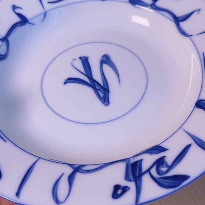 盘柴窑手工手绘刀子纹