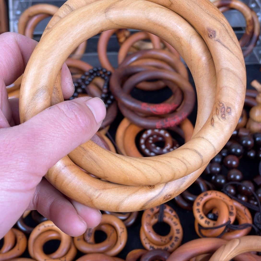 枣木聚*合桃木80乾坤圈带桃疤