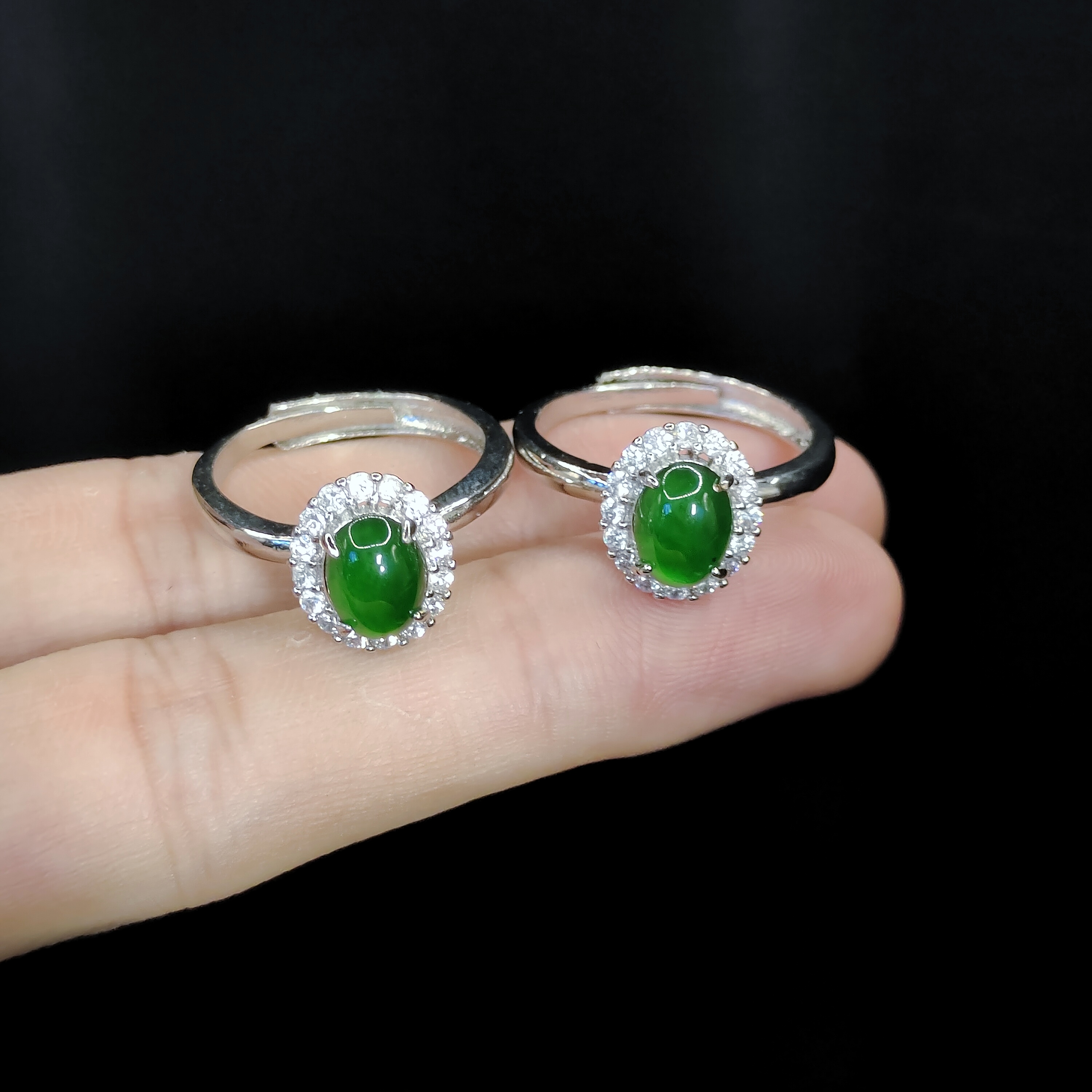 【老三珠宝】翡翠蛋面戒指7704RL【多样性发其一】约8-6-4mm