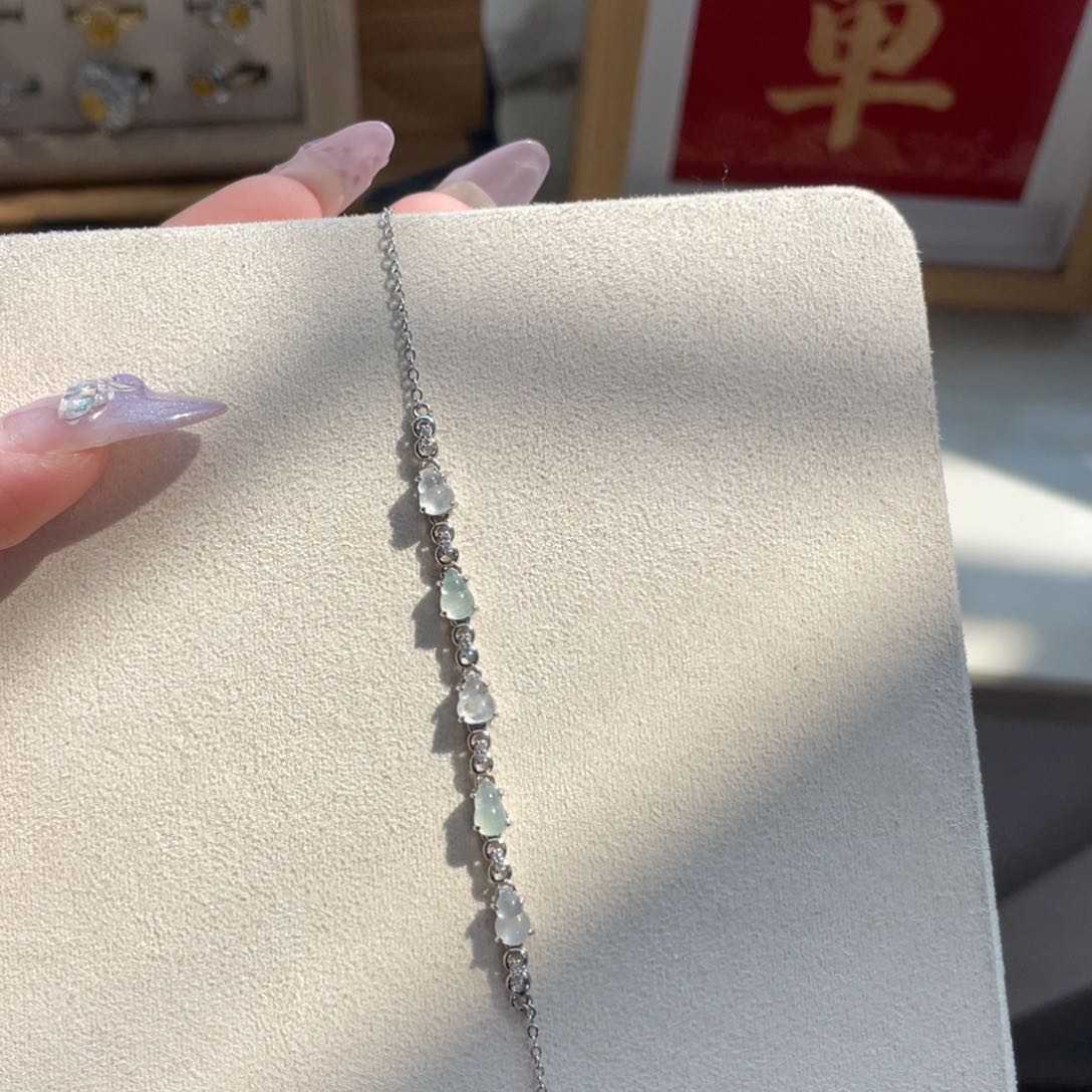 翡翠手链银S925镶嵌580888