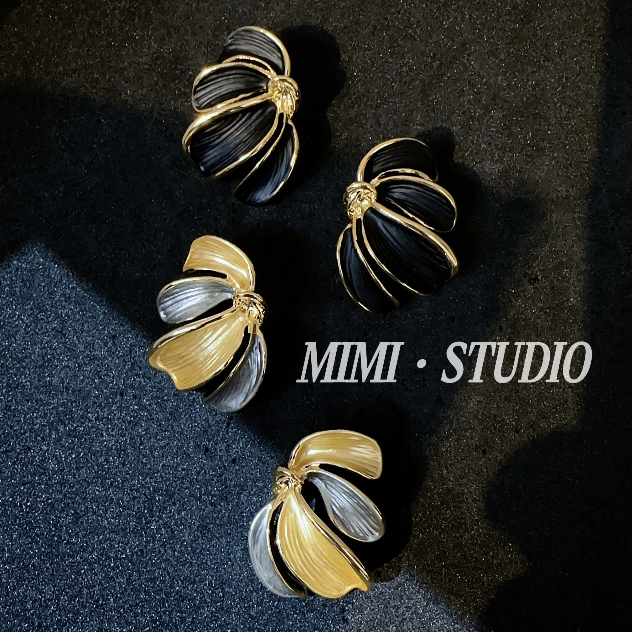 铜合金珐琅耳饰 复古小众滴油花瓣宫廷风耳钉