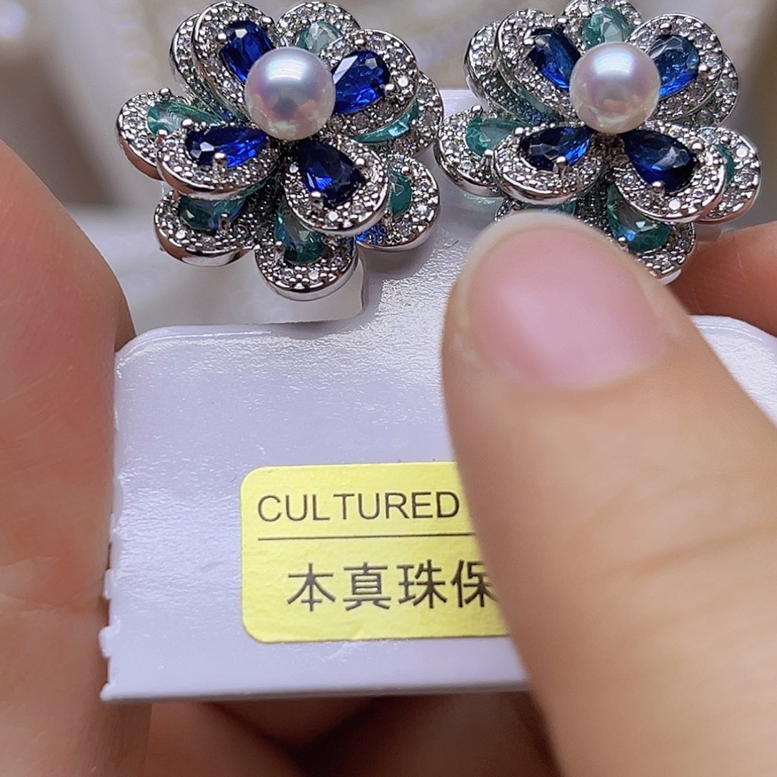 银S925镶嵌淡水珍珠吊坠或者耳钉