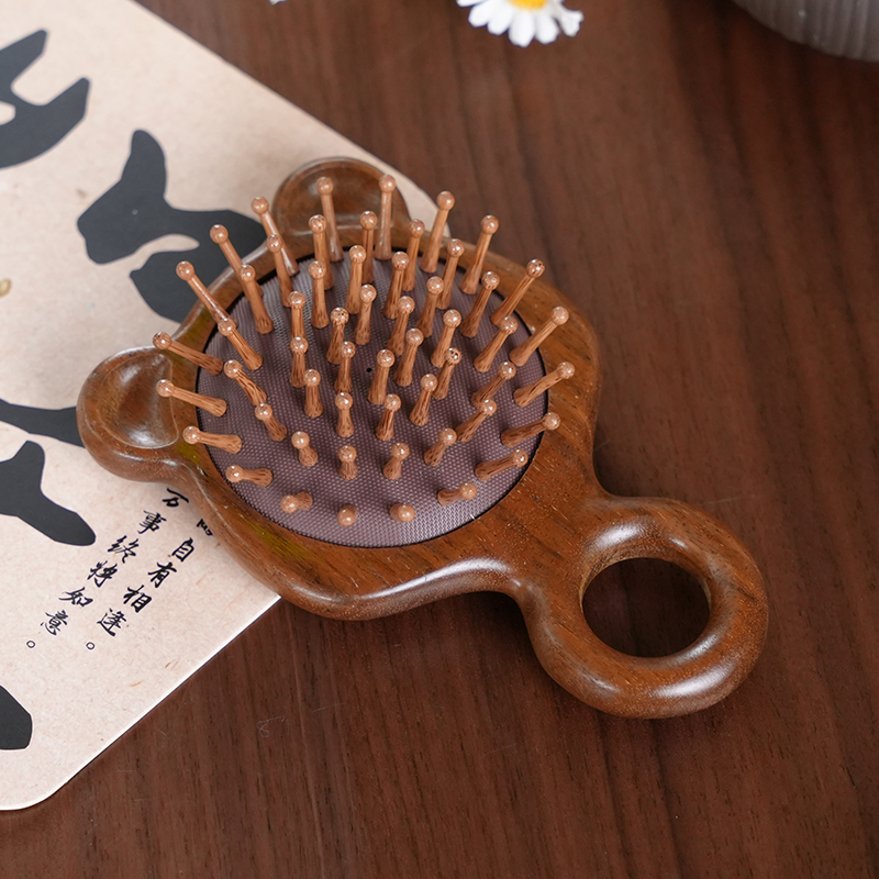 实木小熊气垫梳梳子按摩梳随身便携木梳子梳头