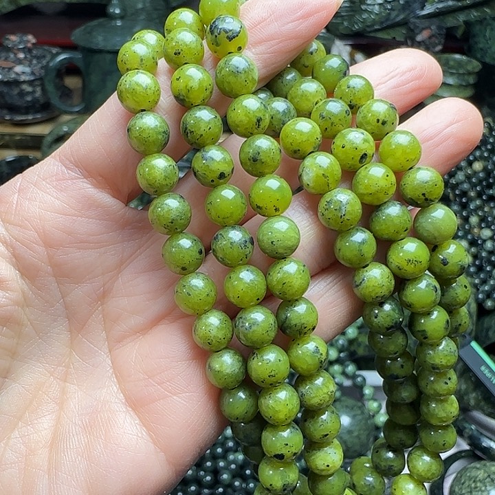 未镶嵌蛇纹石玉项链108颗0.8cm1*