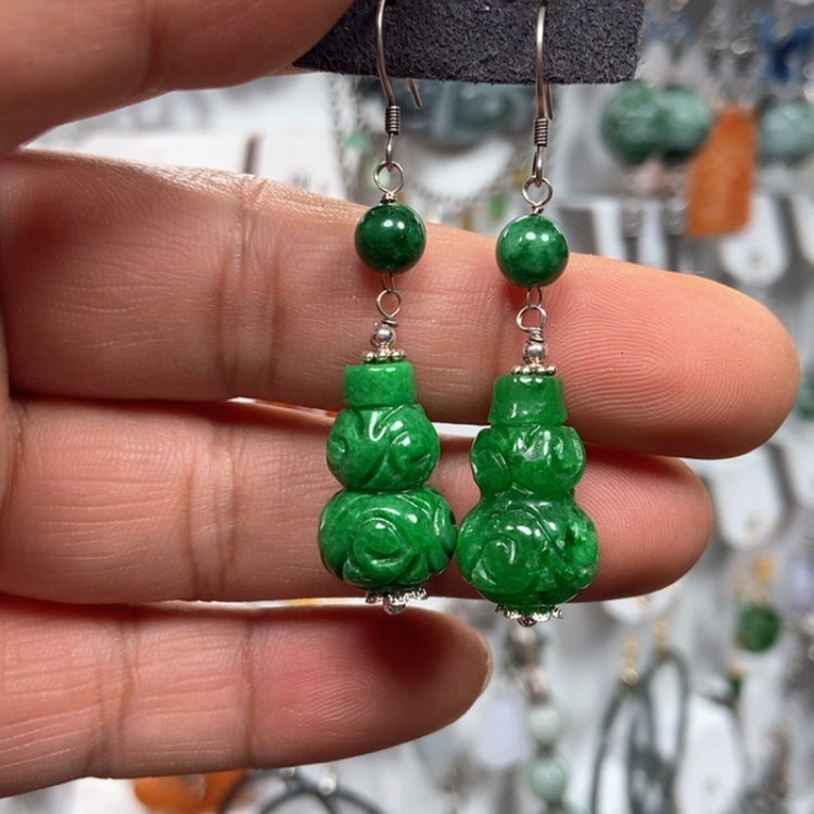 【闪购商品】翡翠耳饰银S925镶嵌耳饰