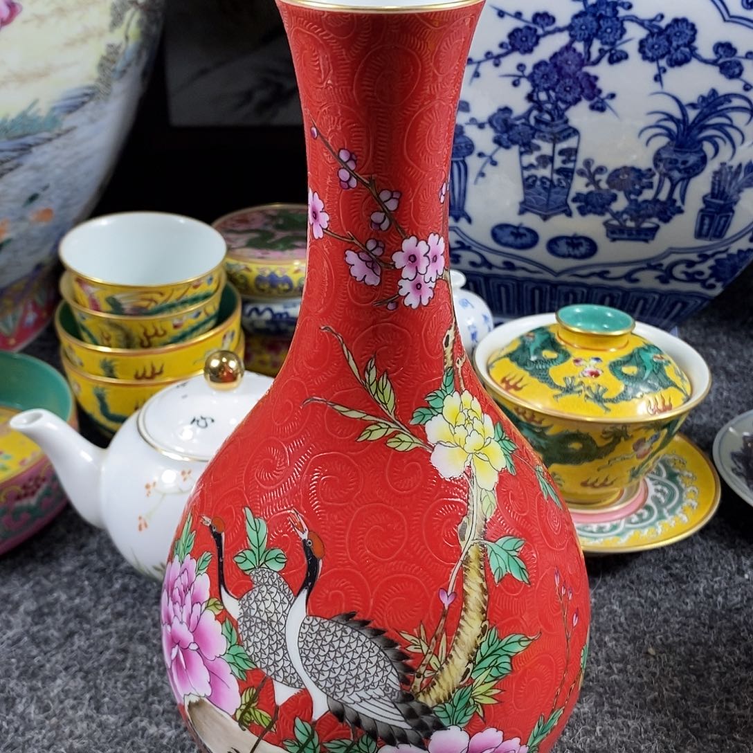 收工手绘陶瓷摆件工艺品