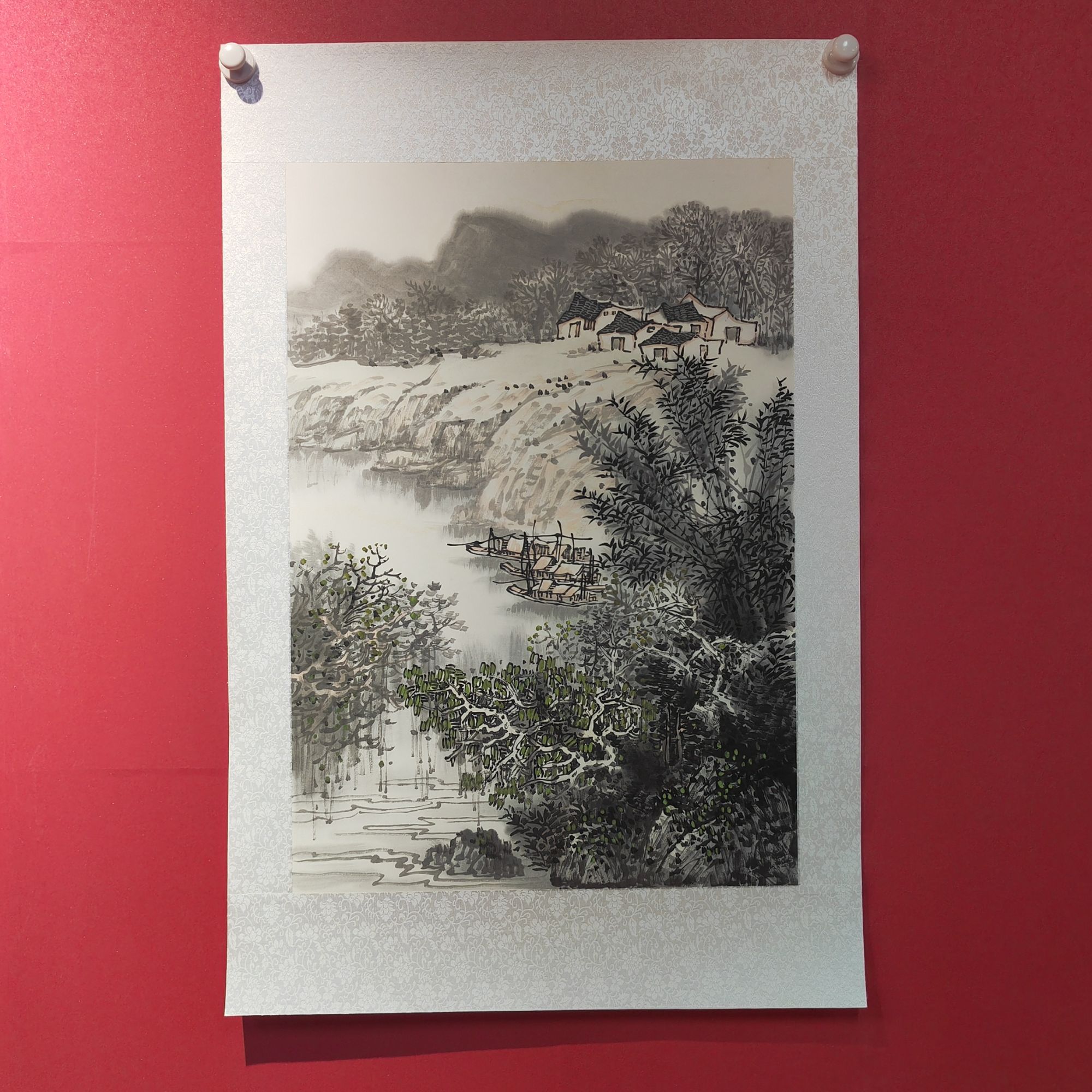 石静老师 手绘国画 山水 四尺三开