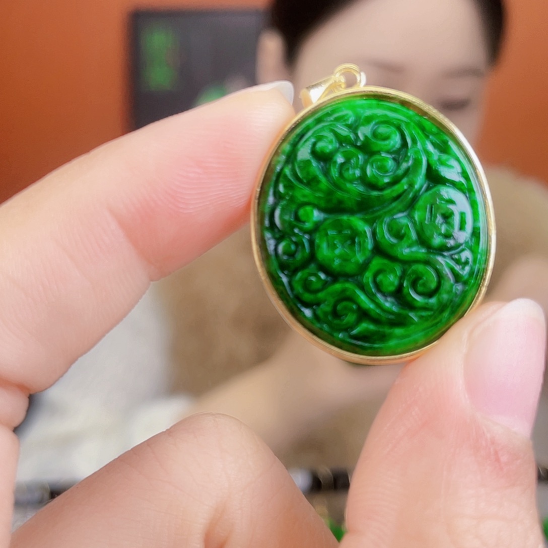 翡翠银S925镶嵌耳饰