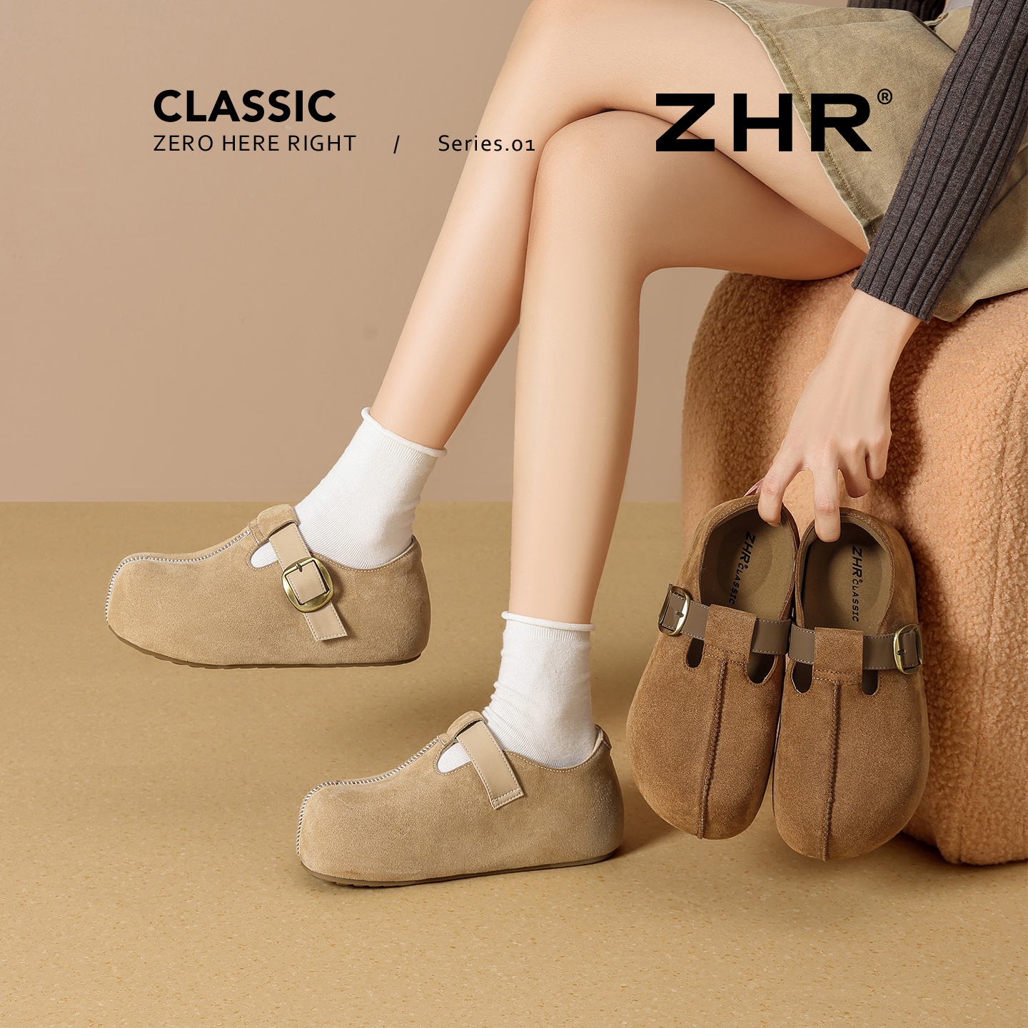 ZHR/则则【卡皮巴拉】勃肯鞋女秋冬新款厚底增高一脚蹬百搭休闲鞋Z