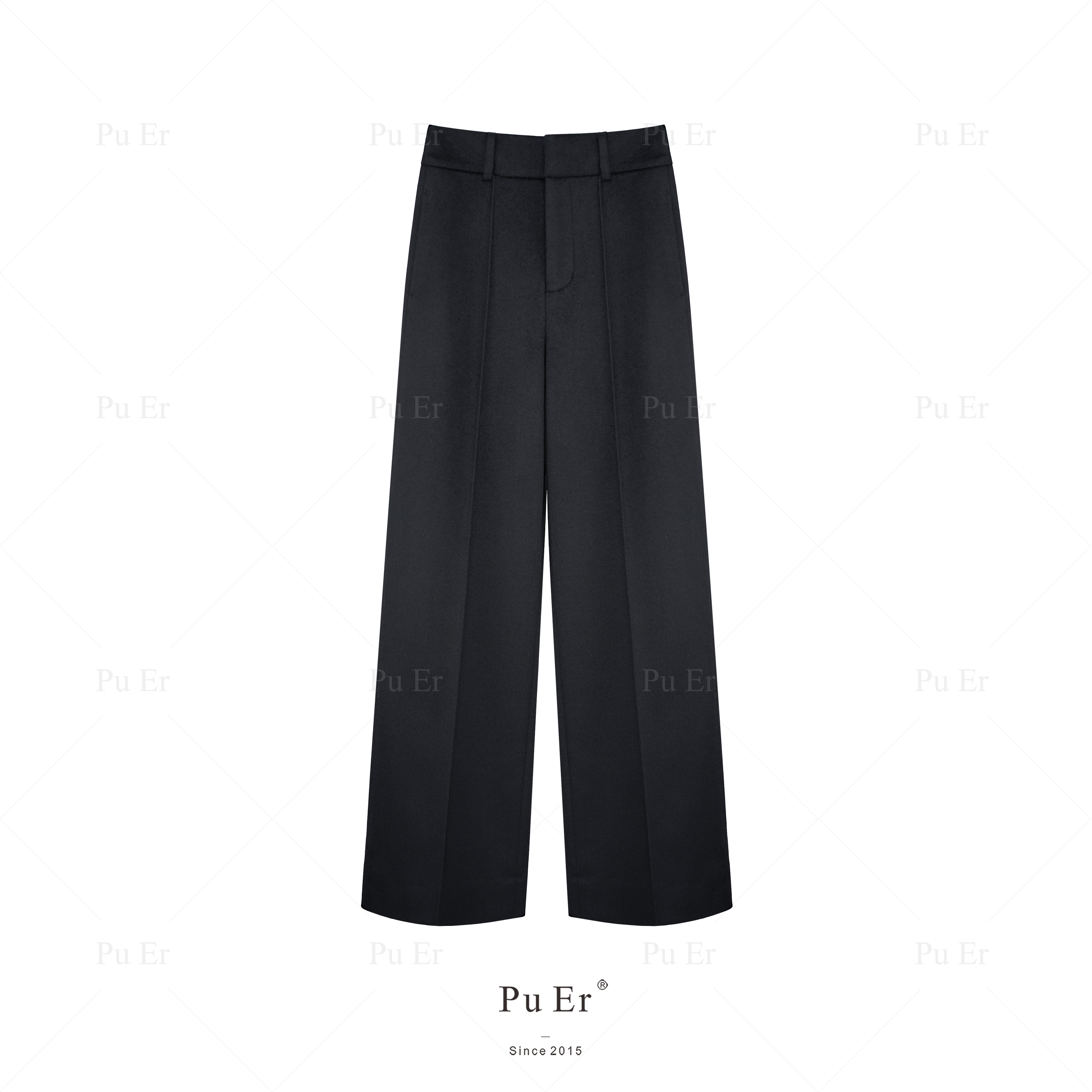 【知白守黑】黑色重磅羊绒鱼骨裤