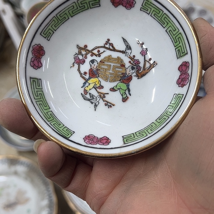 鱼***儿摆件陶10厘米手绘小叠