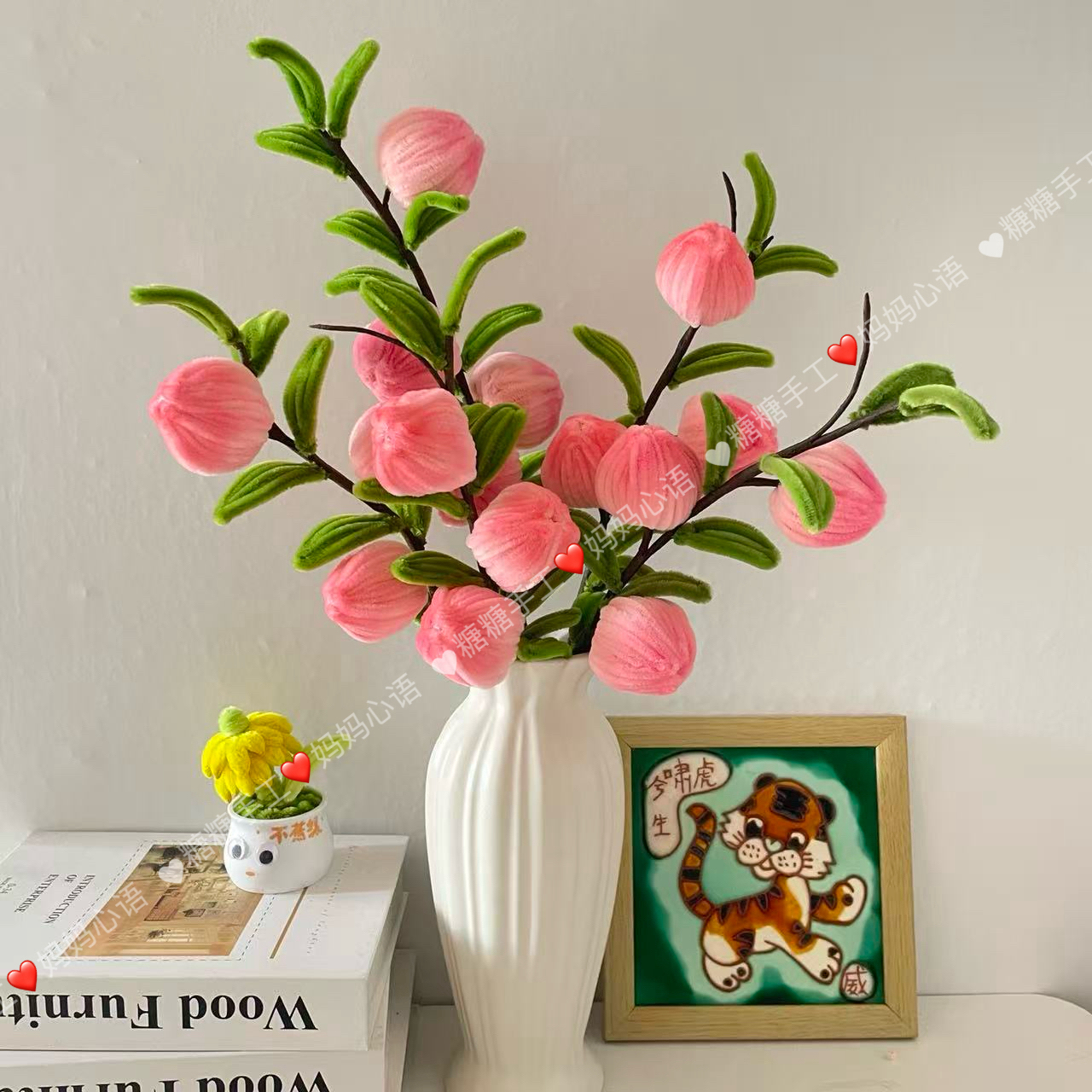 长寿桃子水蜜桃花束扭扭棒DIY材料客厅餐桌摆设礼物创意家居装饰