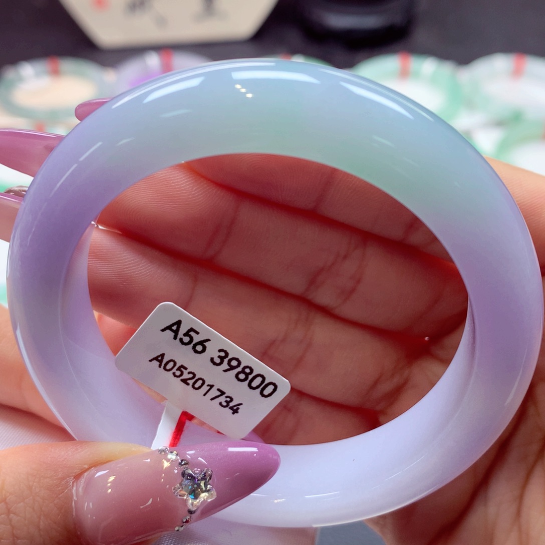 翡翠手镯未镶嵌泥鳅背42号66