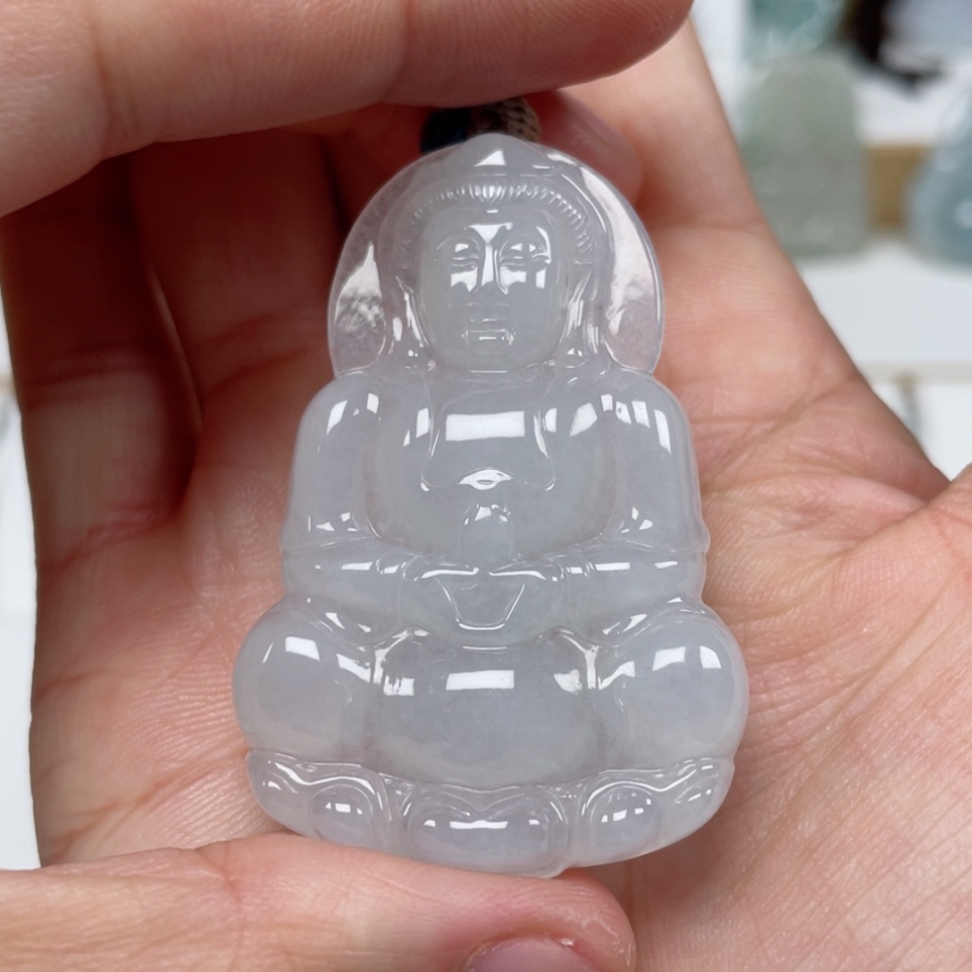 翡翠颈饰未镶嵌天然翡翠A货观音113号