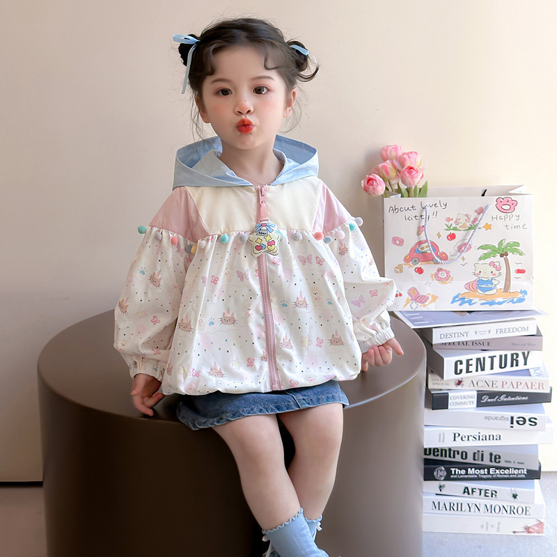 女童外套春秋款2025新款儿童洋气连帽上衣女宝宝秋季夹克童装春装