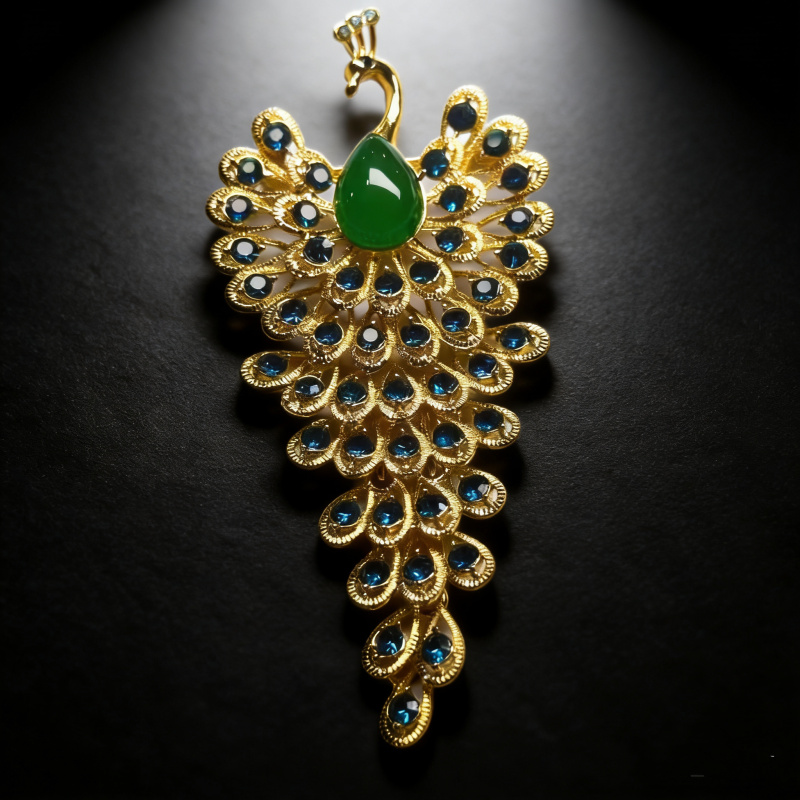 W12-天然  高端  大气   -时尚 绿玉髓 孔雀吊坠(多样性发其一）