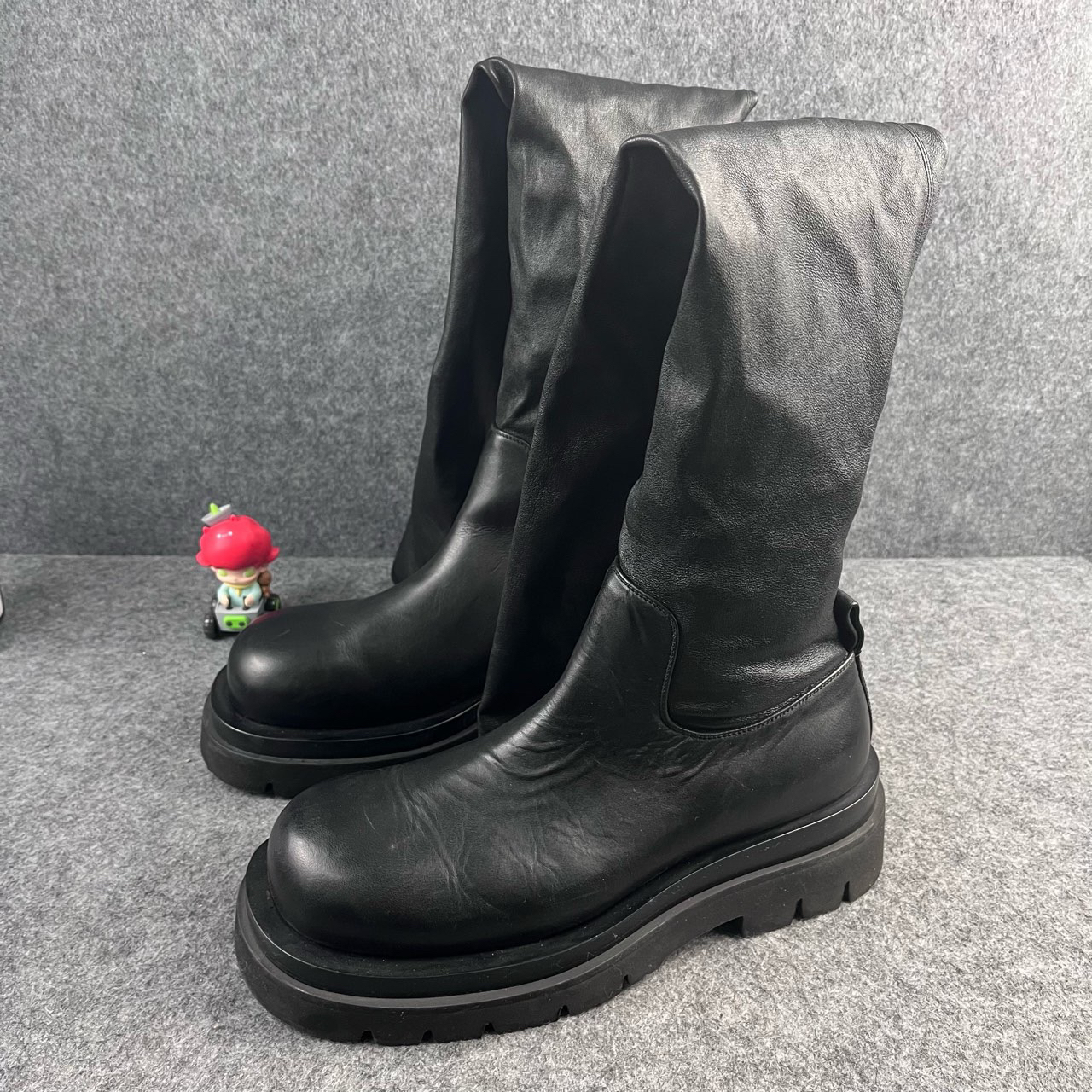 95新 BOTTEGA VENETA/葆蝶家 纯黑高筒靴 38码 休闲鞋YLP1342