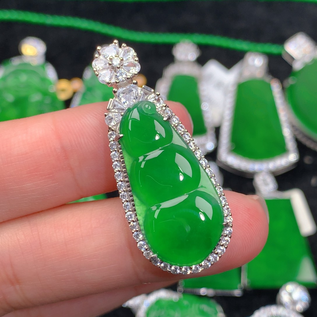 翡翠吊坠(不含链)银S925镶嵌