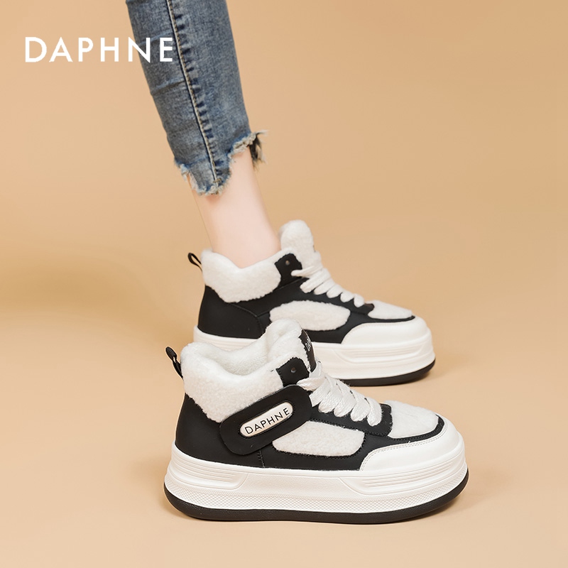Daphne/达芙妮女鞋2025秋季高帮鞋厚底增高经典休闲舒适百搭潮鞋