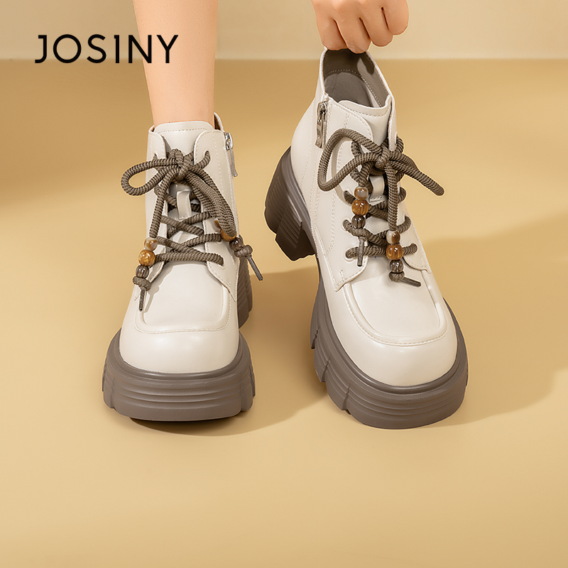 卓诗尼系带厚底马丁靴2025冬新百搭软底增高显高女短靴561A60684