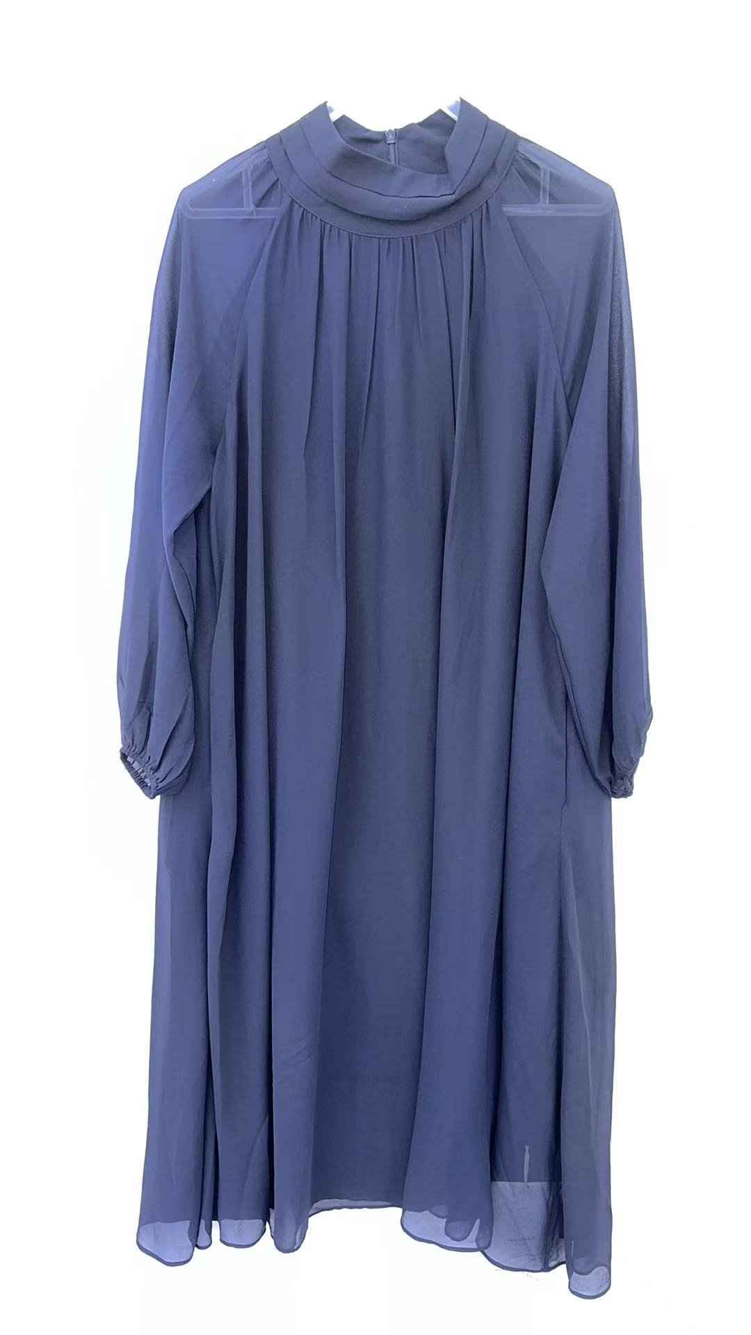 半高领长袖雪纺连衣裙 814101