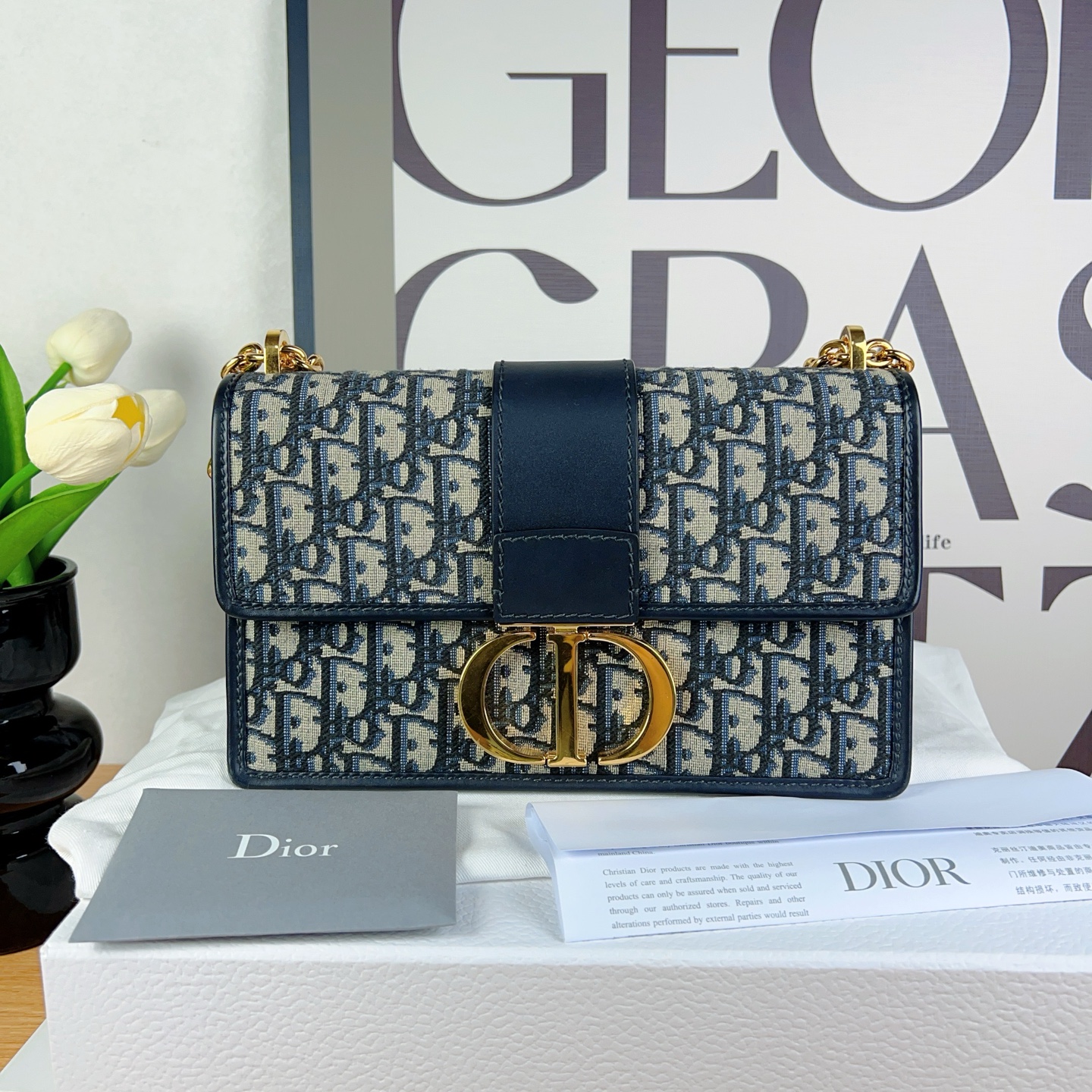 99新 DIOR/迪奥 迪奥/Dior 老花 蒙田 链条斜挎包 23年