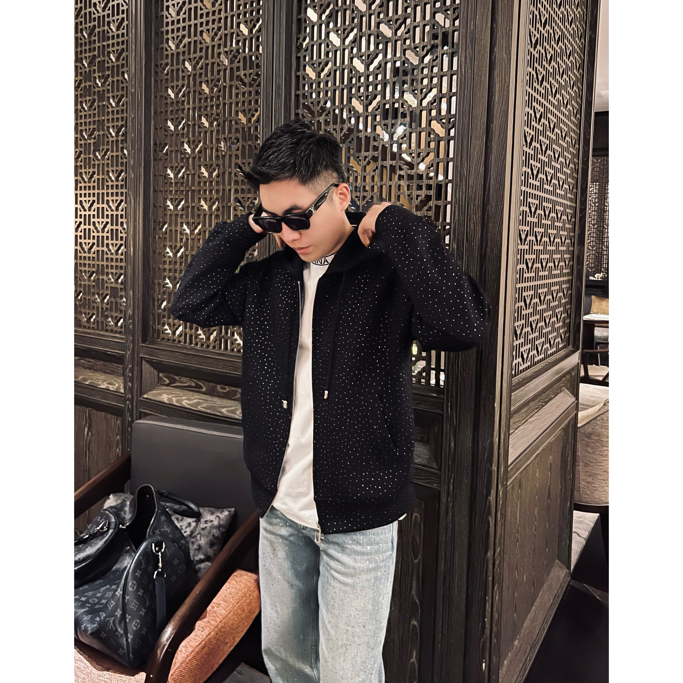 【满天星】25秋季蛇年限定亮闪粉波点双拉链连帽外套卫衣外套情侣