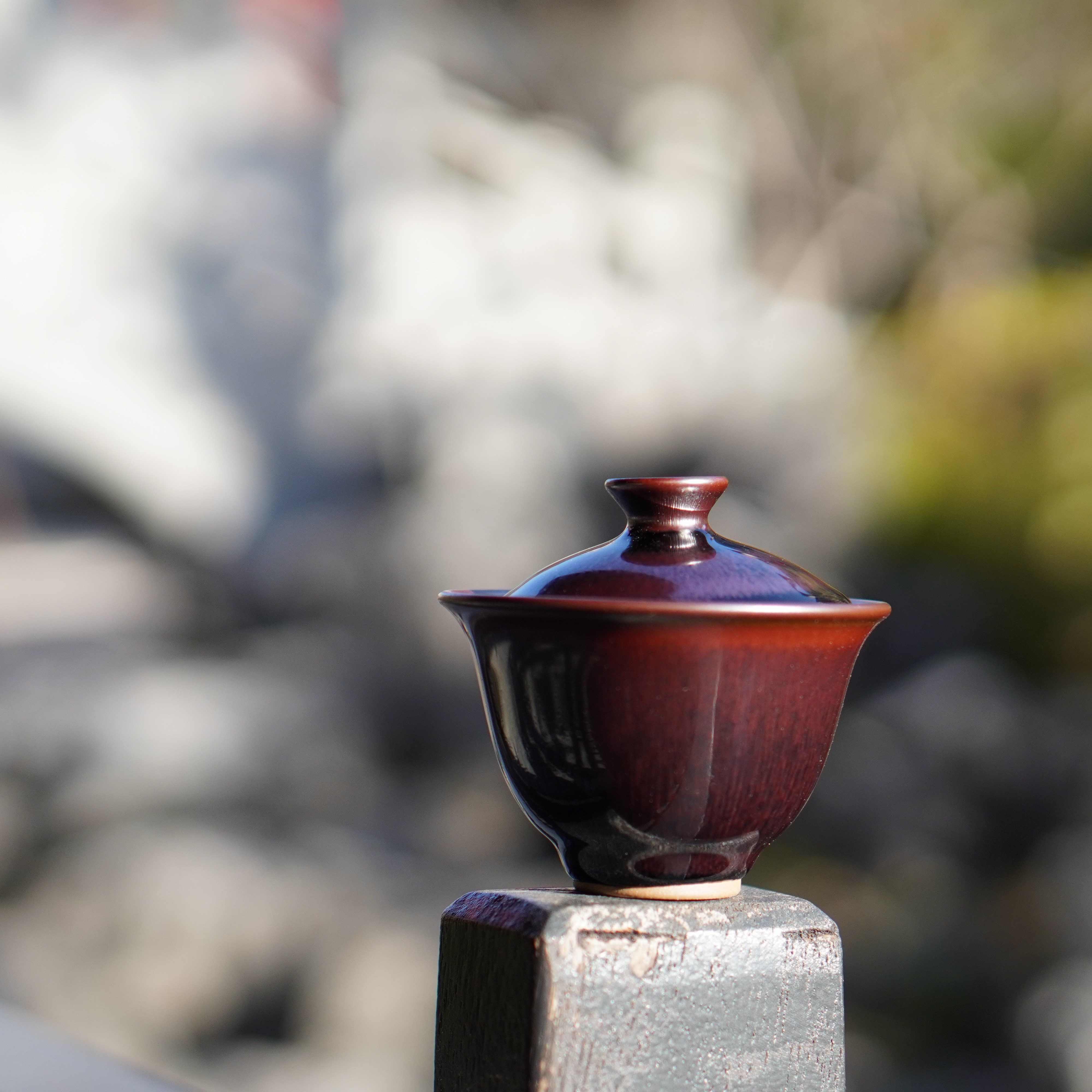 陶瓷盖碗中式泡茶碗复古红柚系列高档茶具