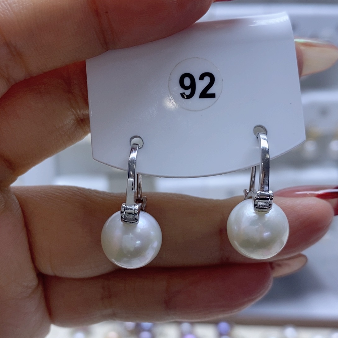 淡水珍珠耳饰银S925镶嵌11-12