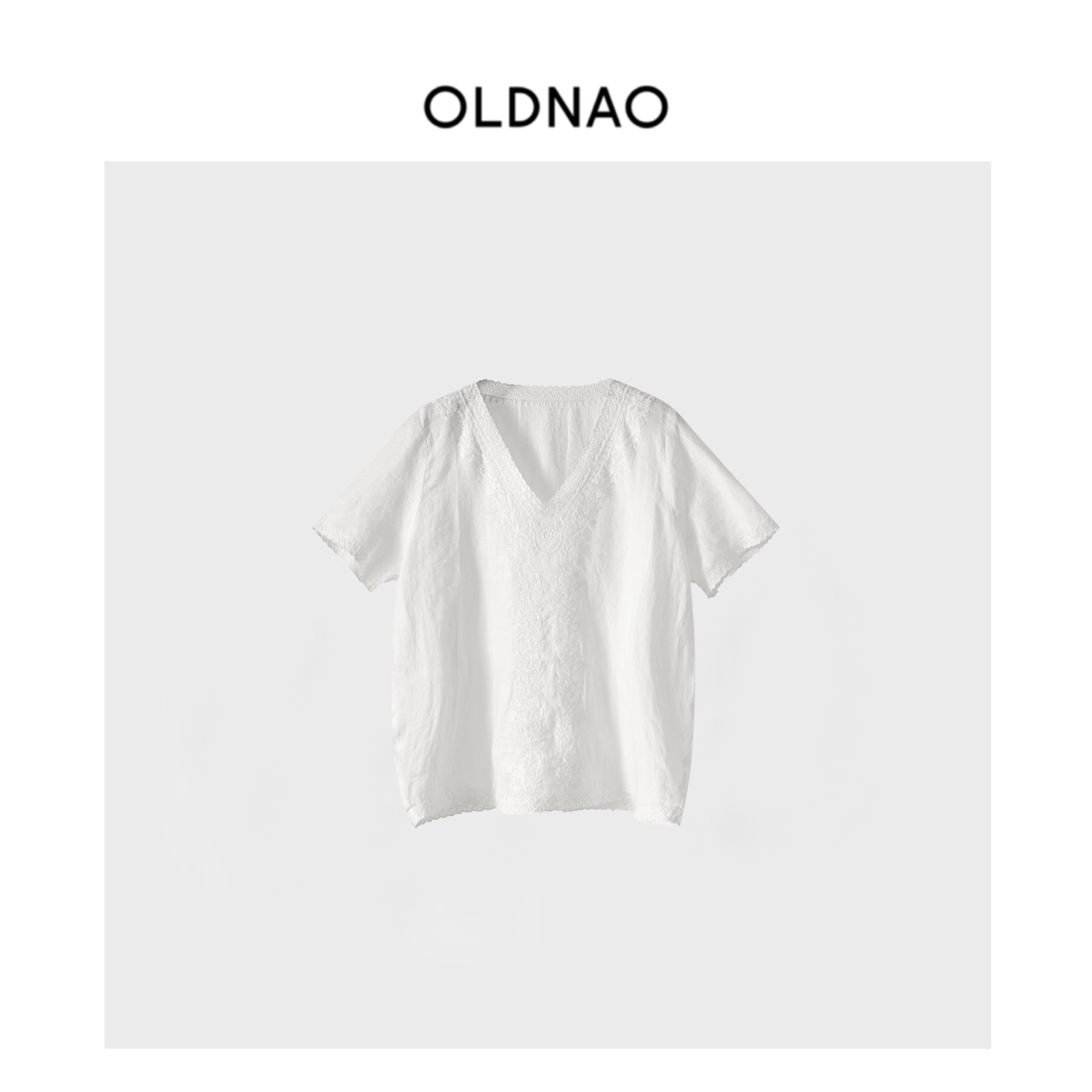 【OLDNAO】品牌订单线重工定位刺绣花边V领短袖衬衫-ZDQ-25108