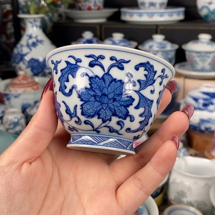 杯折葵非器缠枝莲撇口杯