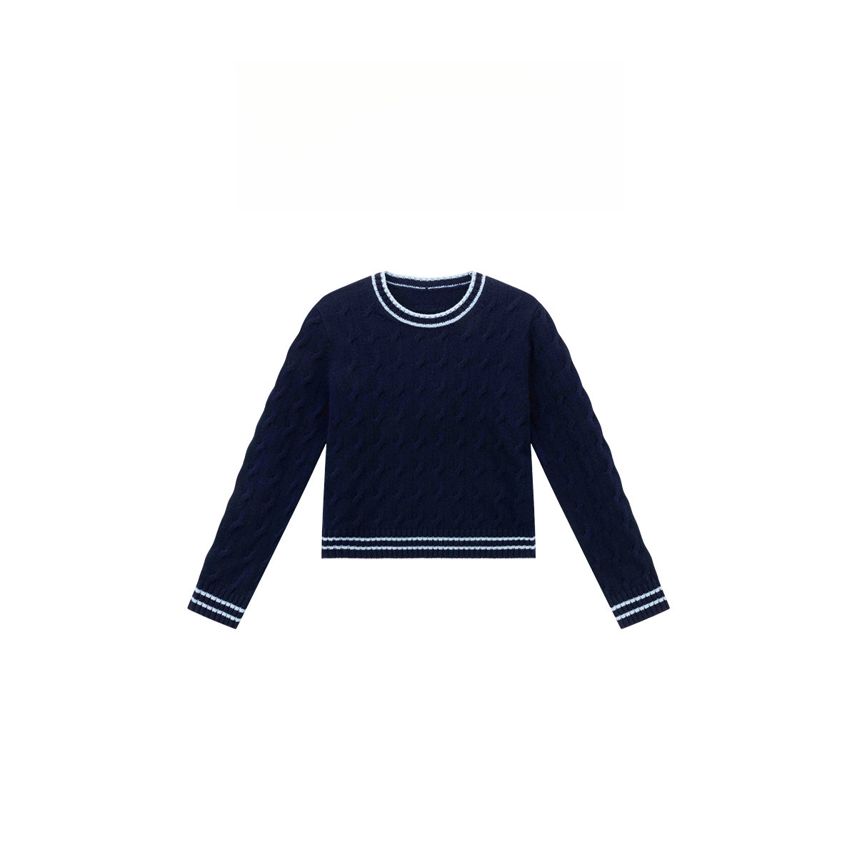 秋季圆领撞色针织衫女百搭长袖上衣475