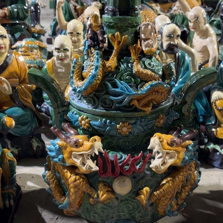 海***音陶瓷琉璃三彩香炉高度50厘米