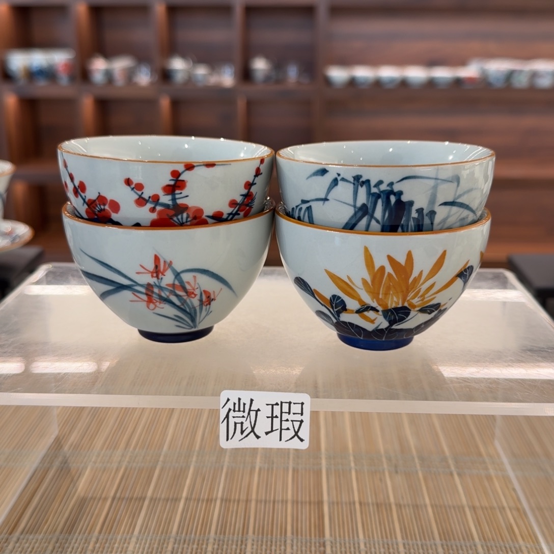 釉下手绘茶具微瑕