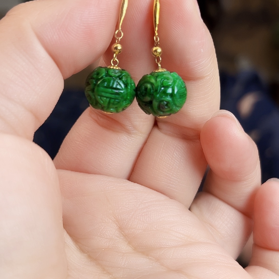 翡翠18K金镶嵌颈饰耳饰多样性