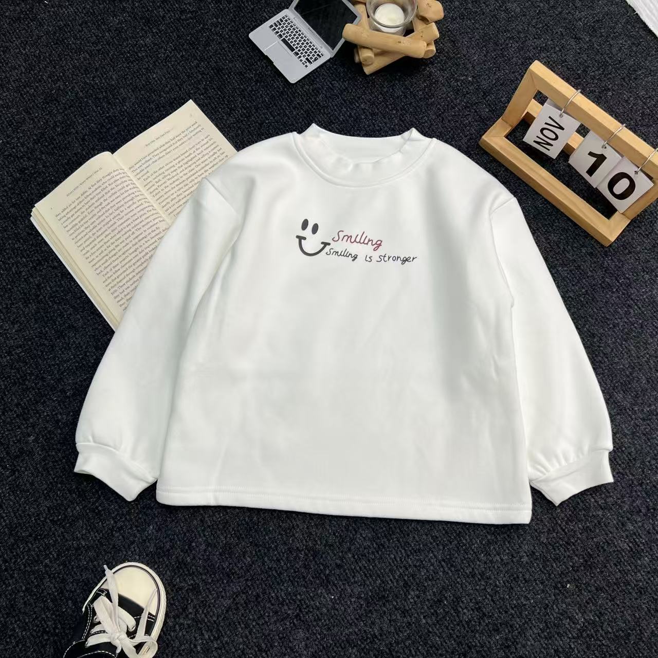 儿童加厚笑脸休闲百搭卫衣打底2025女童男童秋冬新款5-14岁A-309