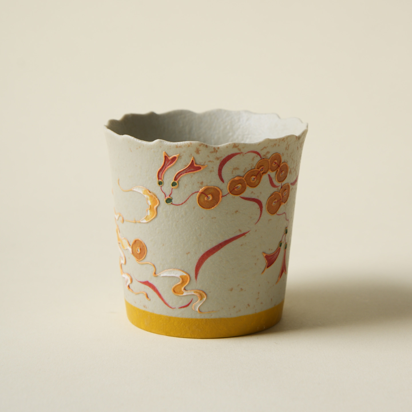 黄永祥手绘铜钱花口杯