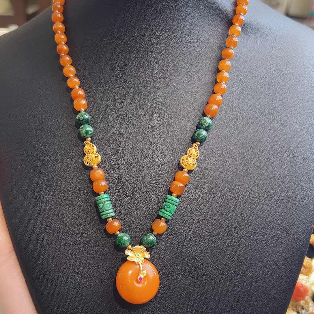 琥珀项链未镶嵌项链