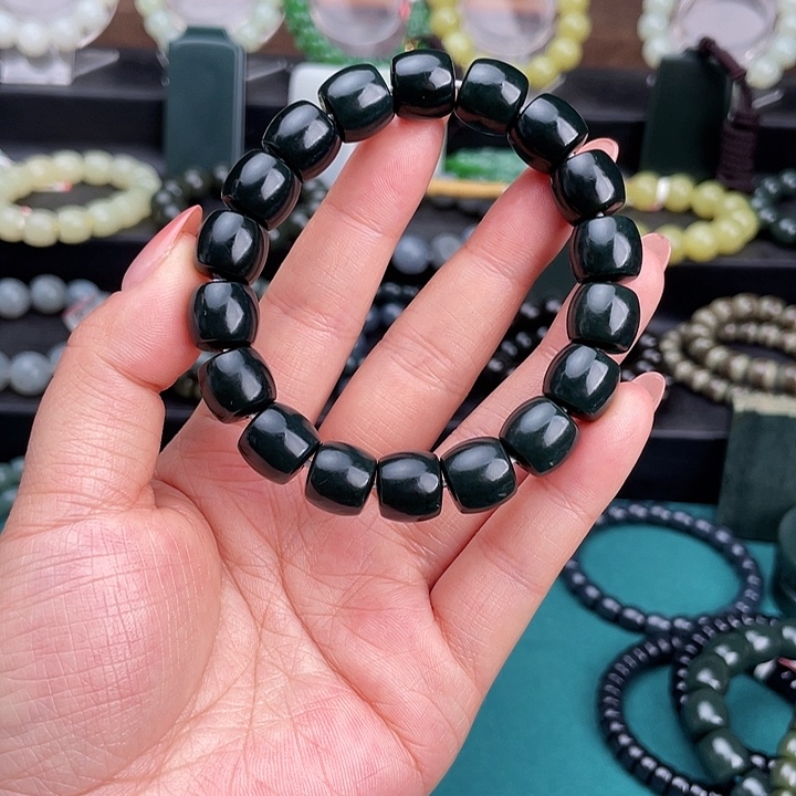 和田玉未镶嵌手链新疆塔什库尔干黑塔青卡12